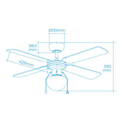 Ceiling Fan with Light EDM 33801 Caribe Silver 50 W