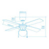 Ceiling Fan with Light EDM 33801 Caribe Silver 50 W