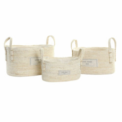 Basket set DKD Home Decor Cotton Fibre (34 x 23 x 20 cm)