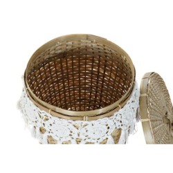 Basket set DKD Home Decor White Natural Bamboo Boho 39 x 39 x 45 cm