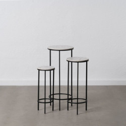 Set of 3 tables Black Grey Iron 30 x 30 x 71 cm (3 Units)