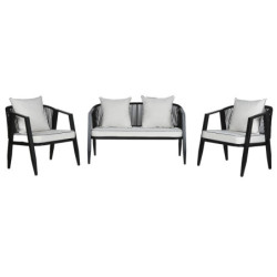 Table Set with 3 Armchairs Home ESPRIT Black Crystal Steel 123 x 66 x 72 cm