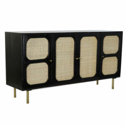 Sideboard DKD Home Decor Black Natural Rattan Mango wood (150 x 40 x 78 cm)