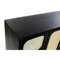 Sideboard DKD Home Decor Black Natural Rattan Mango wood (150 x 40 x 78 cm)