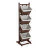 Bathroom Shelves Versa Dark brown 4 Baskets Brown Multicolour Cotton Wood Rattan 35 x 125 x 35 cm