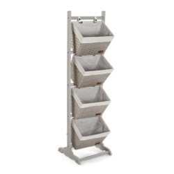 Bathroom Shelves Versa Grey 4 Baskets Multicolour Cotton Wood Rattan 35 x 125 x 35 cm