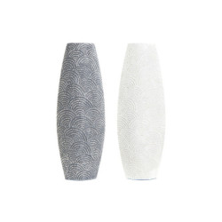 Vase DKD Home Decor 21 x 8 x 58 cm Grey Beige Resin Oriental (2 Units)