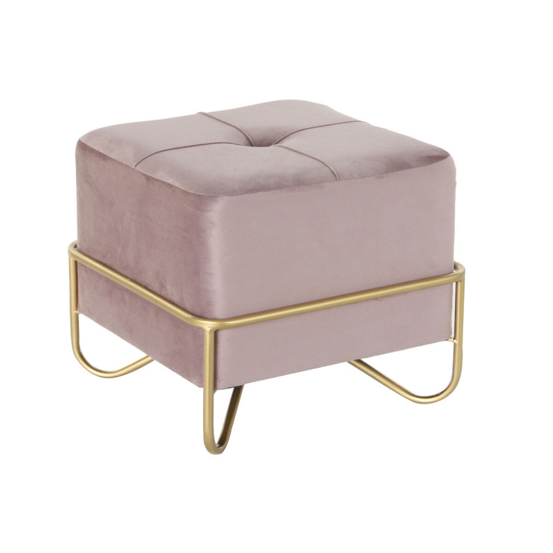 Bench DKD Home Decor   Foam Pink Golden Metal Polyester Velvet MDF Wood (42 x 42 x 38 cm)