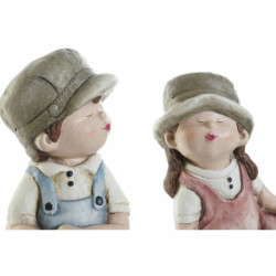 Decorative Figure DKD Home Decor 24 x 35 x 36 cm Blue Pink Kids (2 Units)