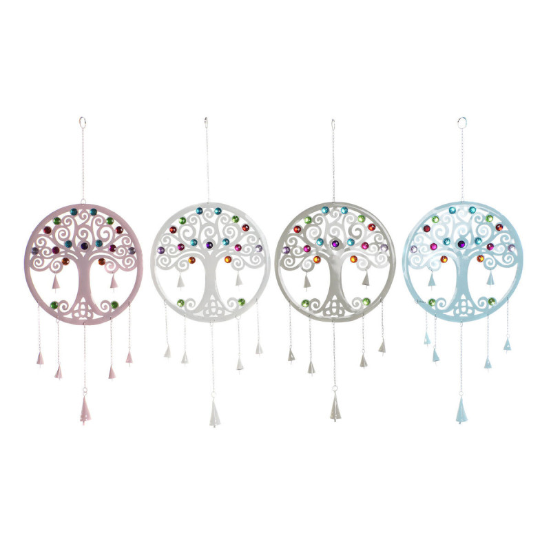 Hanging decoration DKD Home Decor Tree Blue White Grey Pink 33 x 3 x 81 cm (4 Units)