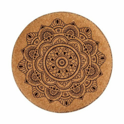 Pouffe Mandala Brown Cork MDF Wood 34 x 39 x 34 cm (2 Units)