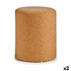 Pouffe Brown Cork MDF Wood 34 x 39 x 34 cm (2 Units)