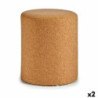 Pouffe Brown Cork MDF Wood 34 x 39 x 34 cm (2 Units)