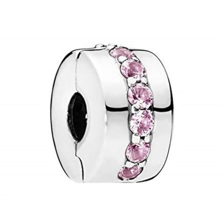 Woman's charm link Pandora PINK SPARKLING ROW CLIP