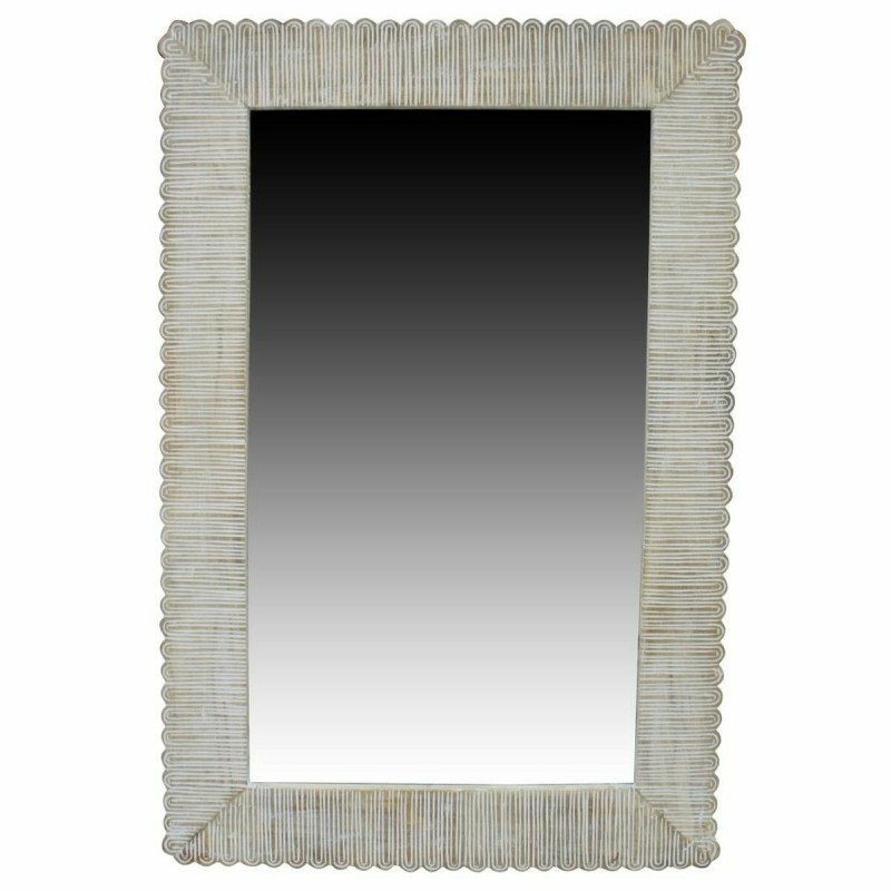 Wall mirror DKD Home Decor Crystal Natural Colonial Mango wood Stripped (63,5 x 3 x 94 cm)