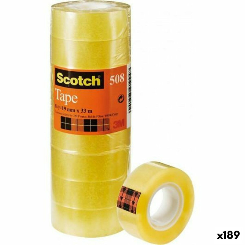 Adhesive Tape Set Scotch 508 Transparent 8 Pieces 19 mm x 33 m