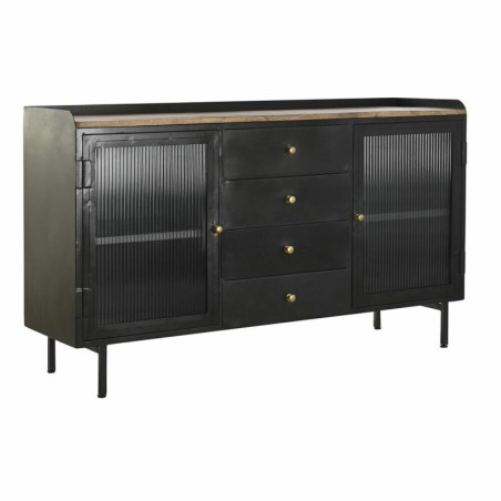 Sideboard DKD Home Decor Natural Black Golden Metal Mango wood (145 x 40 x 85 cm)