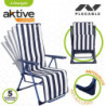 Sun-lounger Aktive White Navy Blue Reclining Striped 147 x 70 x 48 cm (2 Units)