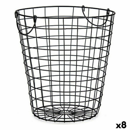 Basket With handles Black Steel 30 x 30 x 30 cm (8 Units)