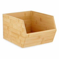 Stackable Organising Box Brown Bamboo 20,1 x 15,1 x 25 cm (12 Units)