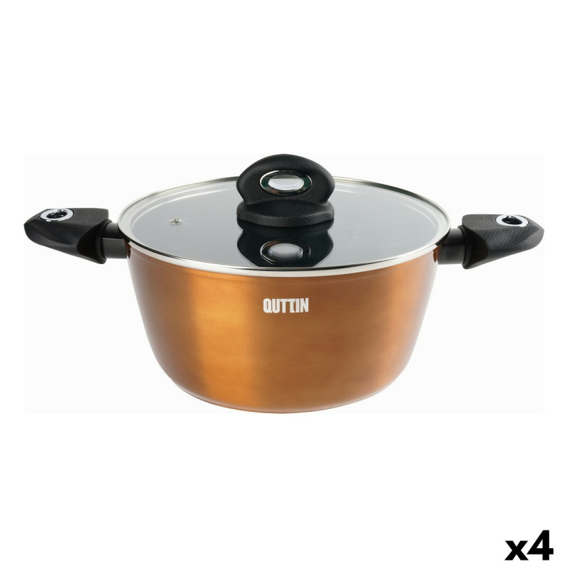 Casserole with lid Quttin Foodie Copper 20,8 x 9,5 x 36 cm (4 Units)