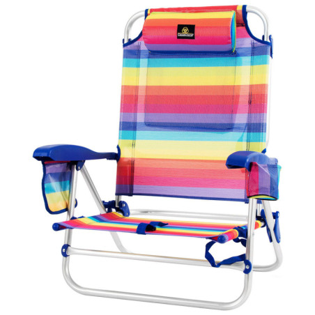 Folding Chair with Cooler Textiline Coral 55 x 24 x 63 cm Multicolour