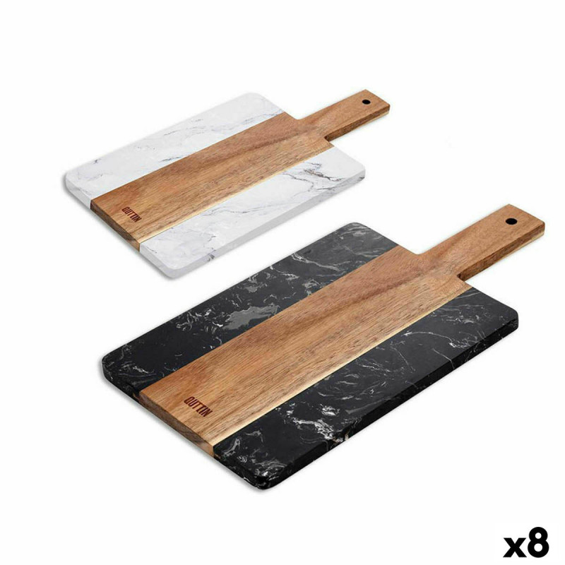 Cutting board Quttin Marble Acacia With handle 38 x 18 cm (8 Units)