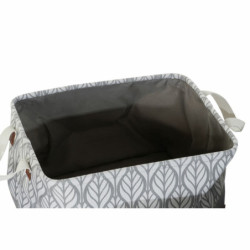 Basket set DKD Home Decor White Brown Grey Navy Blue Leaf of a plant Boho 40 x 30 x 24 cm Plastic 3 Pieces (2 Units)