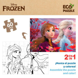 Child's Puzzle Frozen Double-sided 60 Pieces 70 x 1,5 x 50 cm (12 Units)