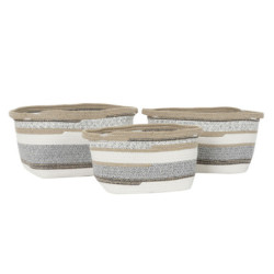 Basket set DKD Home Decor Cotton Jute (36 x 30 x 24 cm)