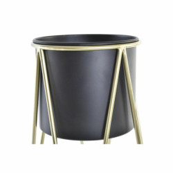 Set of pots DKD Home Decor Black Golden Metal 26 x 26 x 70 cm (2 Units)