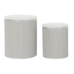 Basket set DKD Home Decor Beige Grey Bamboo Poplar 38 x 38 x 46 cm