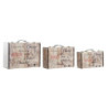 Set of decorative boxes DKD Home Decor Love Canvas Wood (3 pcs)