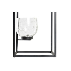 Candleholder DKD Home Decor Crystal Black Transparent 18 x 18 x 76 cm Iron