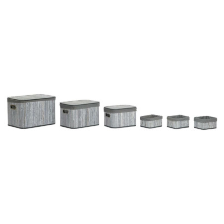 Basket set DKD Home Decor White Grey Bamboo MDF Wood 51 x 35 x 33 cm