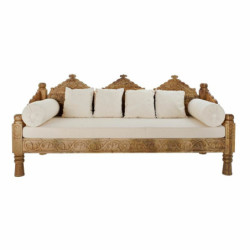 Sofa DKD Home Decor Beige Polyester Mango wood (190 x 77 x 90 cm)