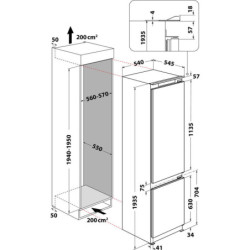 Combined Refrigerator Whirlpool Corporation ART 9811 SF2 White (193 x 54 cm)