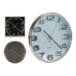 Wall Clock Black Grey White Plastic Glass