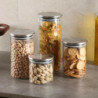 Glass Jar Versa 600 ml Crystal Steel (8,5 x 8,5 x 15 cm)