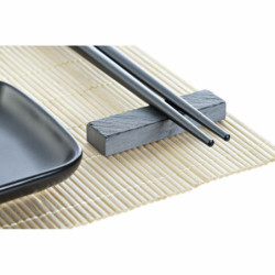 Sushi Set DKD Home Decor Black Natural Metal Bamboo Stoneware Oriental 30 x 40 cm 27,8 x 17,8 x 3 cm (7 Pieces) (27,8 x 17,8 x 3