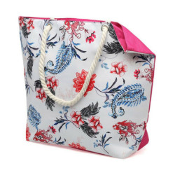 Beach Bag 55,5 x 39 cm Pink Flowers Red