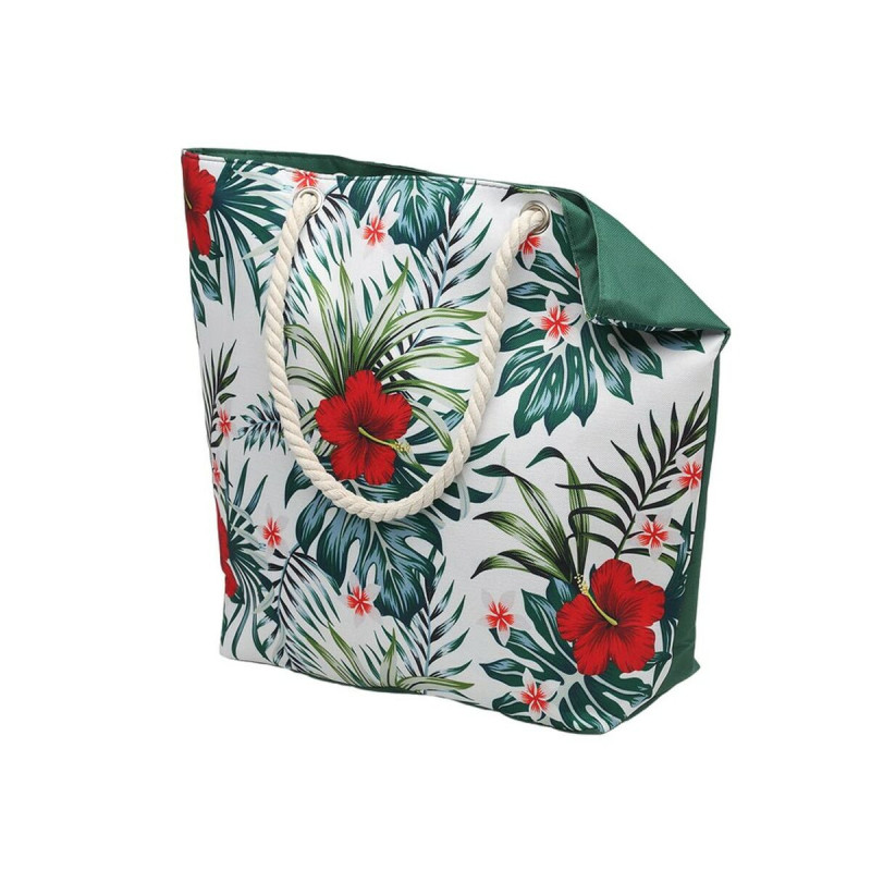 Shoulder Bag Flowers Palms Green