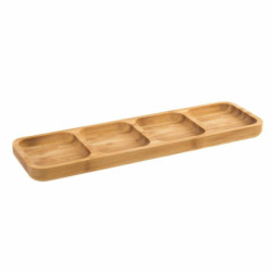 Tray DKD Home Decor Natural Bamboo Aluminium 33 x 10 x 2 cm