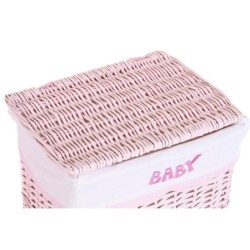 Set of Baskets DKD Home Decor Pink Polyester Children's wicker (44 x 34 x 56 cm)