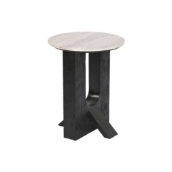 Small Side Table Home ESPRIT White Black Marble Mango wood 41 x 41 x 51 cm