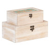 Decorative box 30 x 18 x 12 cm Sheets Rattan DMF (2 Units)