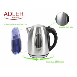 Kettle Adler AD 1223 Black Stainless steel 2000 W 1,7 L