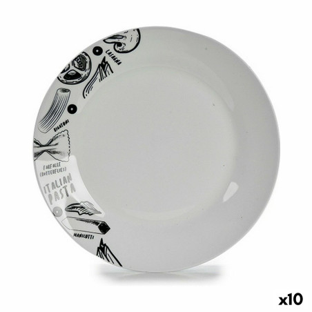 Flat plate Ø 24,4 cm Black White Porcelain Paste (10Units)