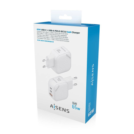 Wall Charger Aisens ASCH-65W3P026-W White 65 W (1 Unit)