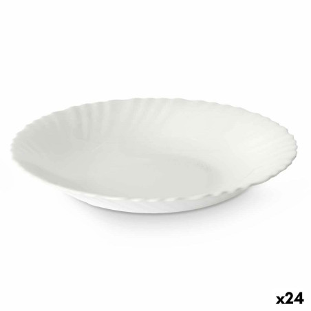 Deep Plate White Glass 21,5 x 3 x 21,5 cm (24 Units)